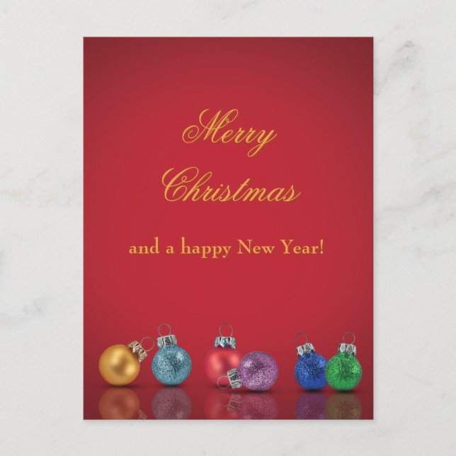 Colourful Christmas Glitter Ornaments Holiday Post (Front)