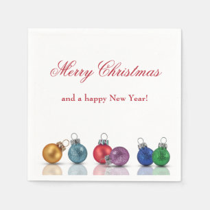 Colourful Christmas Glitter Ornaments Napkin