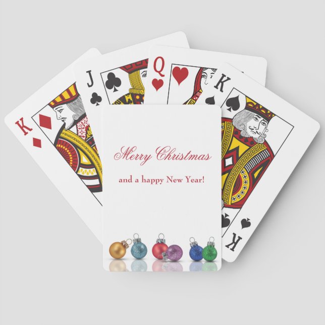 Colourful Christmas Glitter Ornaments Playing Cards (Back)