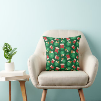 Colourful Christmas Glove & Gingerbread Latte Gree Cushion