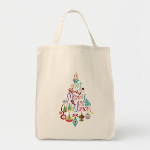 Colourful Christmas Holiday Tree Tote Bag
