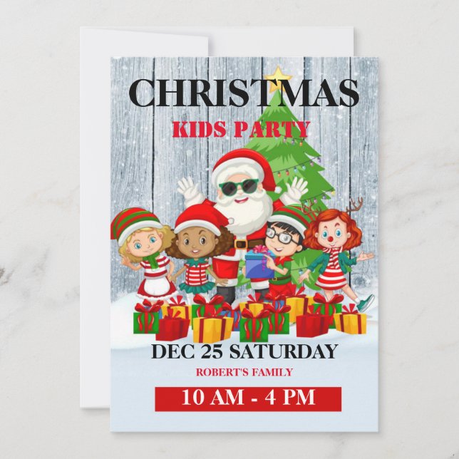 Colourful Christmas Kids Invitation Card (Front)