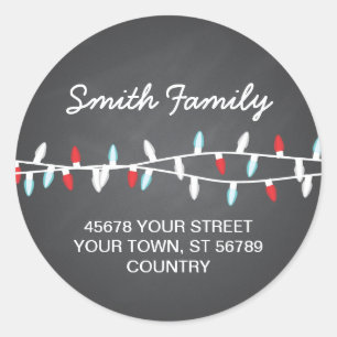 Colourful Christmas Lights Address Label