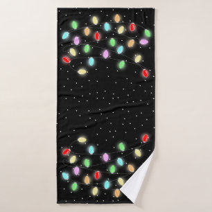 Colourful Christmas Lights Bath Towel