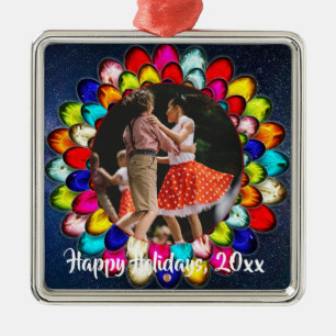 Colourful Christmas Lights Blue Recital Moment Metal Tree Decoration