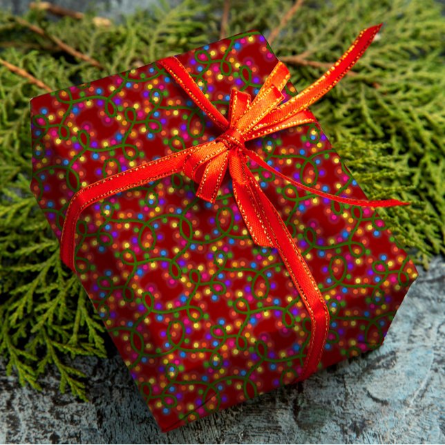  Colourful Christmas Lights Cute Fun Modern Patter Wrapping Paper (Creator Uploaded)