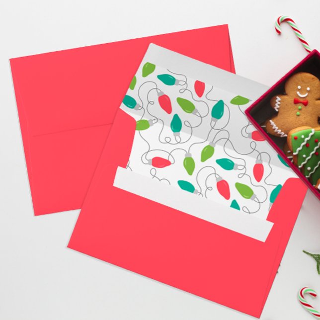 Colourful Christmas Lights Envelope Liner (String Of Lights Holiday Envelope)