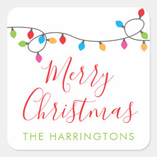 Colourful Christmas Lights Gift Sticker