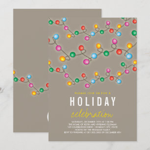 Colourful Christmas Lights Holiday Party Invite