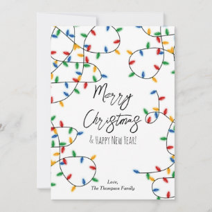 Colourful Christmas Lights No Photo Holiday Card