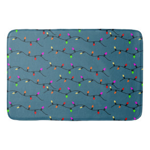 Colourful Christmas Lights On Blue Bath Mat