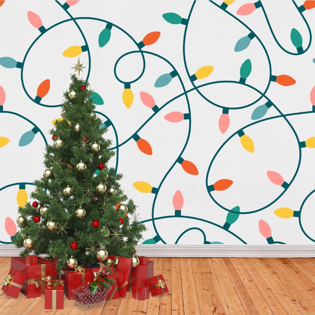 Colourful Christmas Lights Pattern Peel and Stick  Wallpaper (Creator Uploaded)