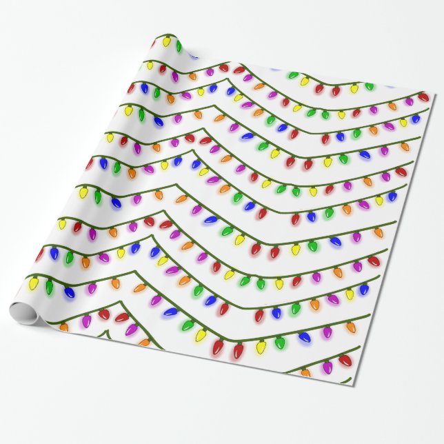 Colourful Christmas Lights Whimsical Wrapping Wrapping Paper (Unrolled)