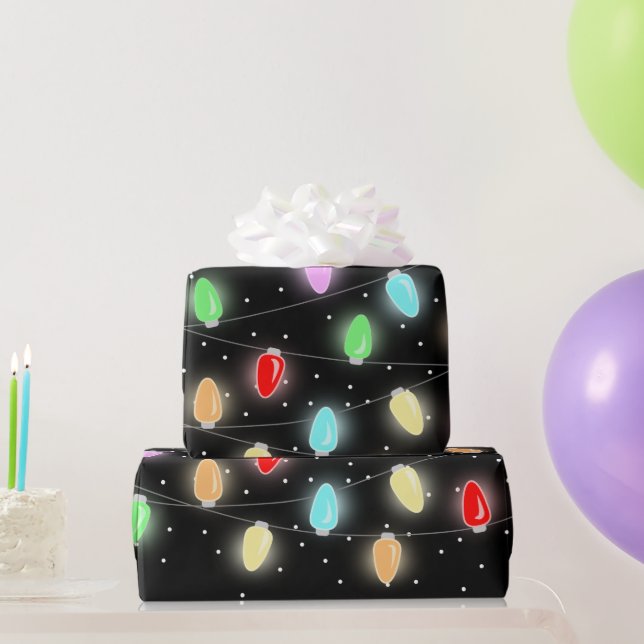 Colourful Christmas Lights Wrapping Paper (Party Gifts)