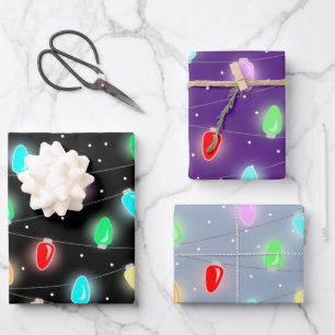 Colourful Christmas Lights Wrapping Paper Sheet
