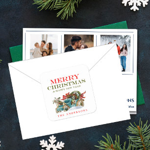 Colourful Christmas Name  Vehicle Merry Christmas Square Sticker