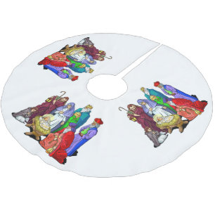 Colourful Christmas Nativity Scene Brushed Polyester Tree Skirt
