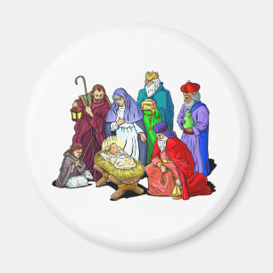 Colourful Christmas Nativity Scene Magnet