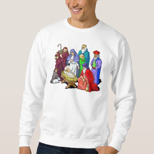 Colourful Christmas Nativity Scene Sweatshirt (Front)