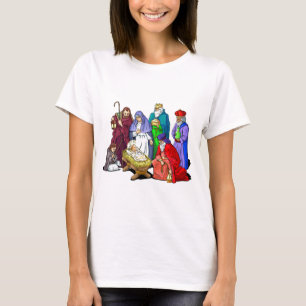 Colourful Christmas Nativity Scene T-Shirt