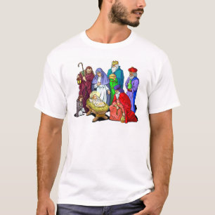 Colourful Christmas Nativity Scene T-Shirt