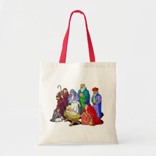 Colourful Christmas Nativity Scene Tote Bag