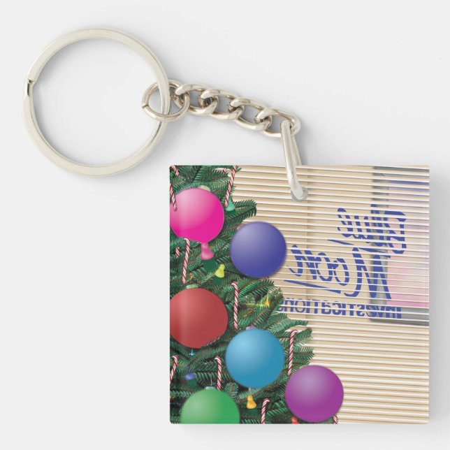 Colourful Christmas Office Art Keychain (Front)