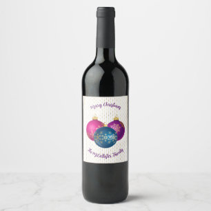 Colourful Christmas Ornaments Food & Beverage Labe Wine Label