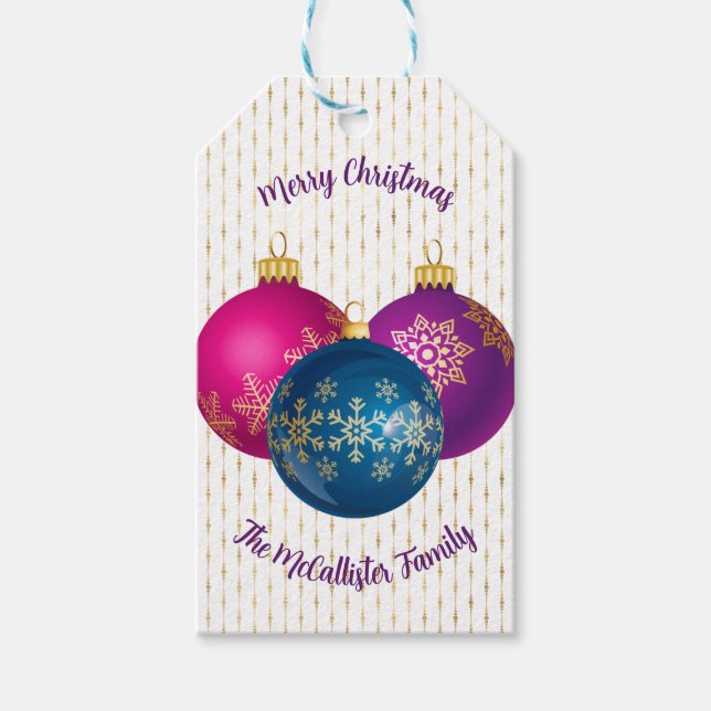 Colourful Christmas Ornaments Gift Tag (Front)