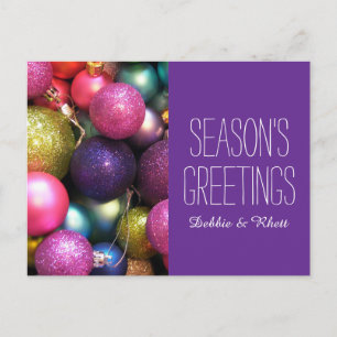Colourful Christmas ornaments Holiday Postcard