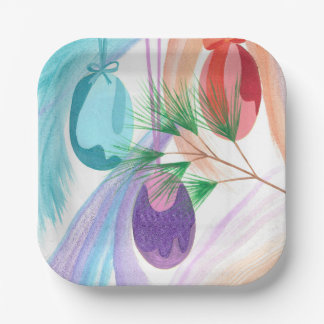 Colourful Christmas Ornaments Paper Plates