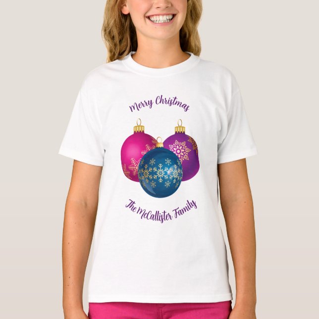 Colourful Christmas Ornaments T-Shirt (Front)