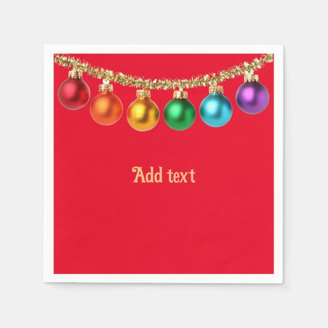 Colourful Christmas Ornaments template Napkin (Front)