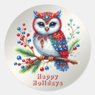 Colourful Christmas Owl Sticker