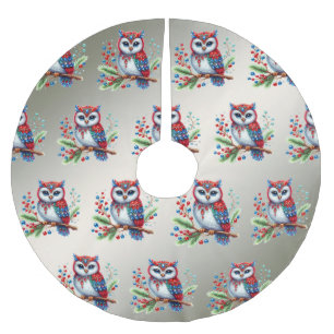 Colourful Christmas Owl Tree Skirt