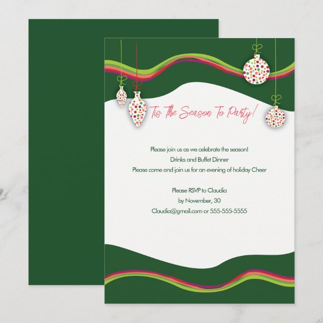 Colourful Christmas  Party invitation (Front/Back)