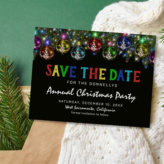 Colourful Christmas Party Save the Date Postcard (Creator Uploaded)