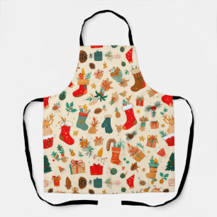 Colourful christmas pattern apron