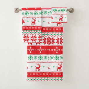 Colourful Christmas Pattern Bath Towel Set