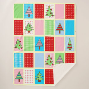 Colourful Christmas Pattern Sherpa Blanket
