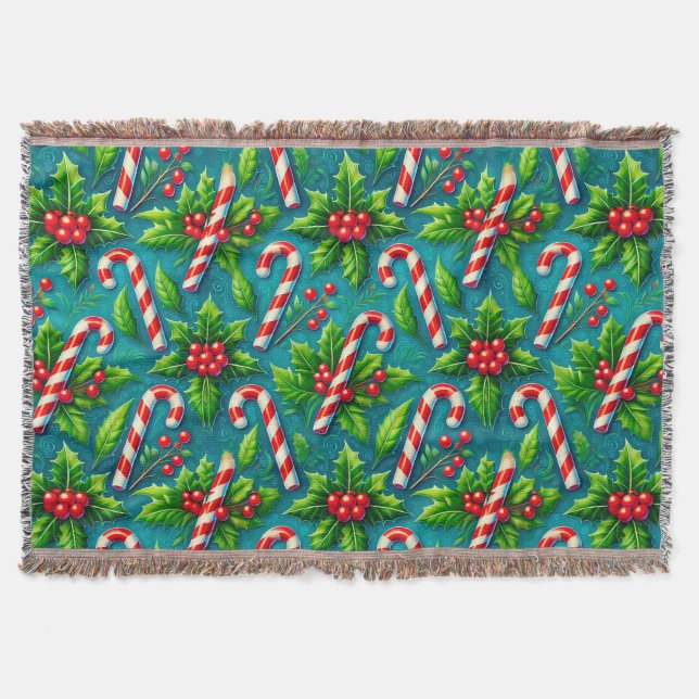 Colourful christmas pattern throw blanket (Front)