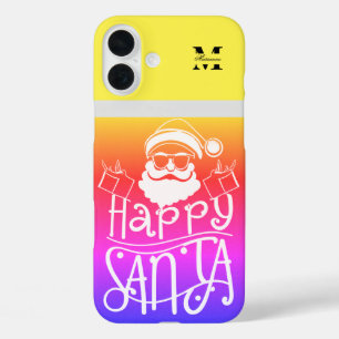 Colourful Christmas personalised name and initial iPhone 16 Plus Case