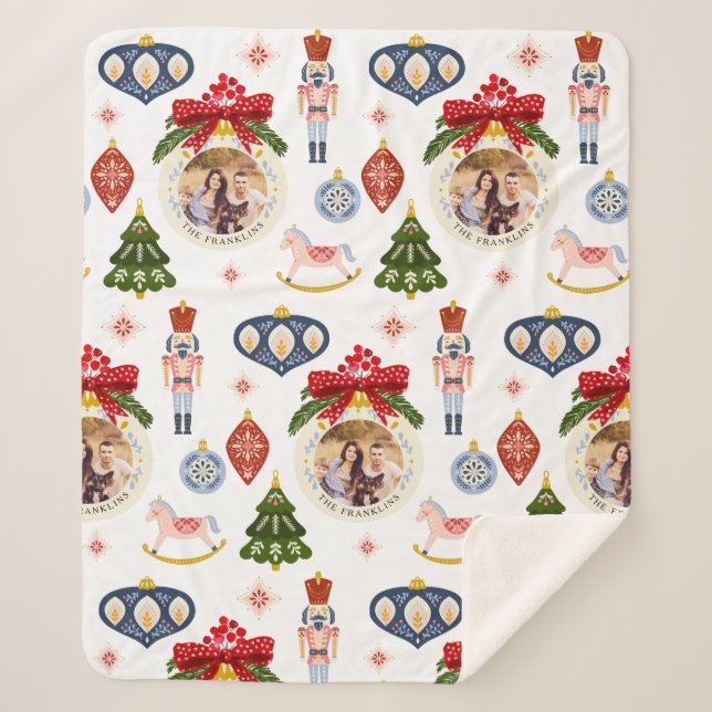 Colourful Christmas Photo Decorative Sherpa Blanke Blanket (Front)