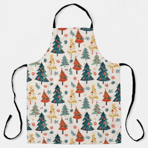 Colourful Christmas Pine Trees Seamless Pattern Apron