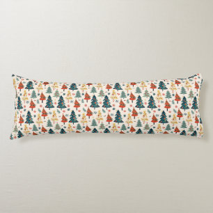 Colourful Christmas Pine Trees Seamless Pattern Body Cushion