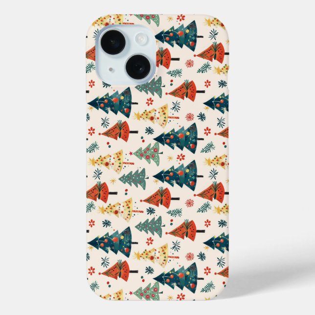 Colourful Christmas Pine Trees Seamless Pattern Case-Mate iPhone Case (Back)