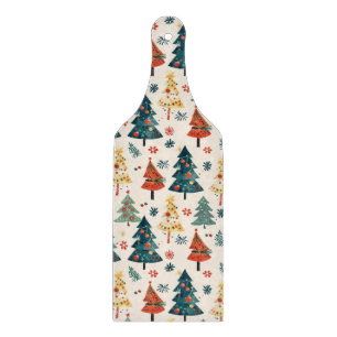Colourful Christmas Pine Trees Seamless Pattern Cutting Board