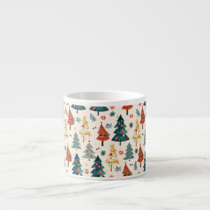 Colourful Christmas Pine Trees Seamless Pattern Espresso Cup