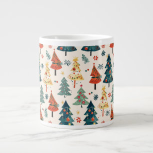 Colourful Christmas Pine Trees Seamless Pattern Large Coffee Mug