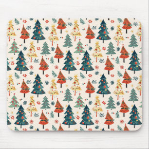 Colourful Christmas Pine Trees Seamless Pattern Mouse Mat